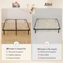 Rete Fissa Letto Matrimoniale 190x160x31 cm a 28 Doghe con Spazio Sottostante in Legno e Acciaio Nero e Legno      