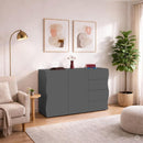 Mobile Multiuso 2 Ante 4 Cassetti Onda 124x40x81 cm Finitura in Melamina Antracite Opaco 