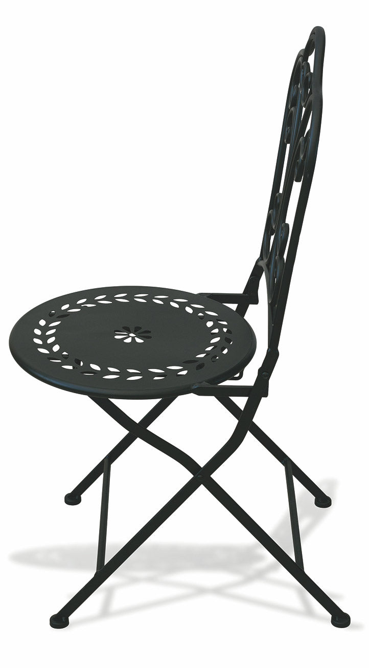 Set da Giardino Pieghevole in Ferro con Tavolo e 2 Sedie Soriani Provence Breakfast Nero