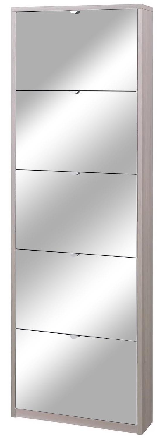 Schuhschrank 5 Türen mit Spiegel 63x190x18 cm Ulme hell prezzo