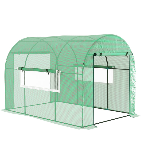 acquista Serra a Tunnel per Orto 3x2x2 m con Porte Avvolgibili e Finestre in Acciaio e PE Anti UV Verde