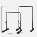 Set 2 Barre per Dip Parallele 4 Altezze Regolabili 70x50x80-105 cm Maniglie Antiscivolo in Acciaio Nero 