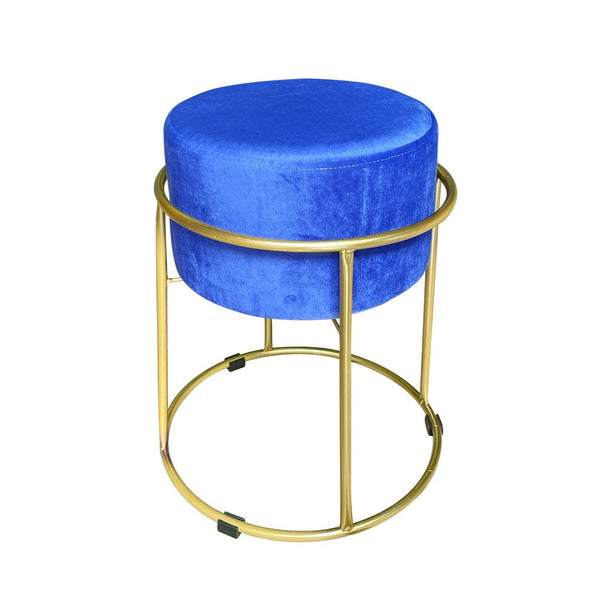 sconto Hocker aus blauem Samt 44x38 cm mit goldener Metallstruktur
