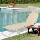 Lettino in Textilene Schienale Regolabile e Tettuccio Parasole Beige