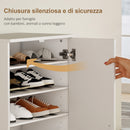 Scarpiera Salvaspazio con 6 Ripiani Regolabili 55x35x108cm in Legno Bianco      