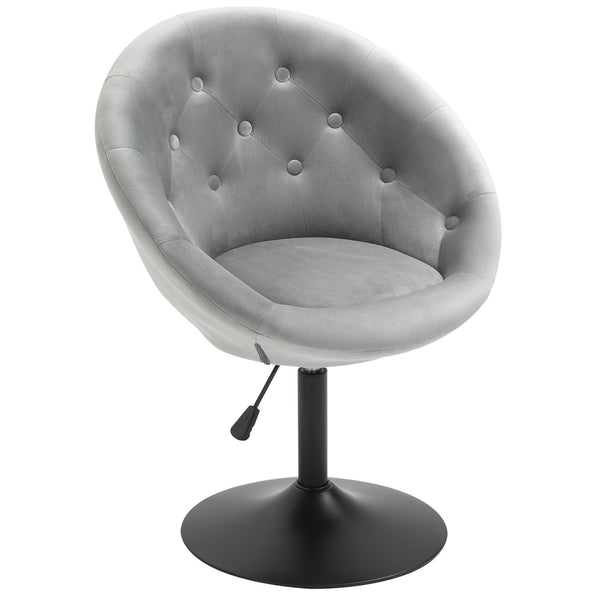 Gepolsterter Hocker 66x60x82-94 cm aus grauem Polyester mit Samteffekt sconto