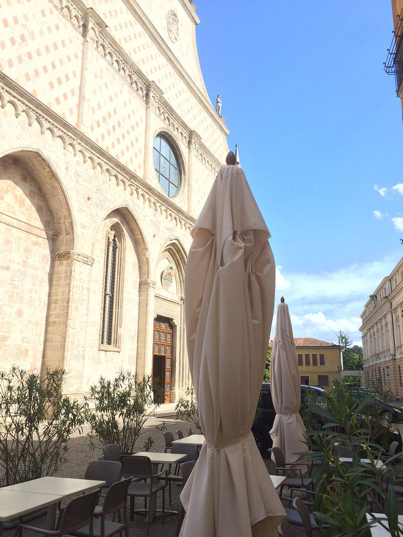 Ombrellone da Giardino 3x3 m Palo Ø60 mm in Legno Telo in Acrilico con Balza Danieli Bangkok Ecrù