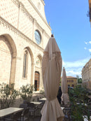 Ombrellone da Giardino 3,5x3,5 m Palo Ø60 mm in Legno Telo in Acrilico con Balza Danieli Bangkok Ecrù