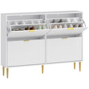 Scarpiera Slim con 4 Cassetti Ribaltabili per 20 Paia di Scarpe 105x24x91,5 cm Design Moderno in MDF Bianco  