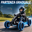 Go-Kart Elettrico per Bambini 3-6 Anni 98x55,5x46,5 cm con Doppio Motore 12 V Fari LED e 1,5-4 km/h in PP Nero      