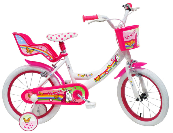 prezzo Mädchenfahrrad 16" 2 Bremsen Einhorn Weiß/Rosa