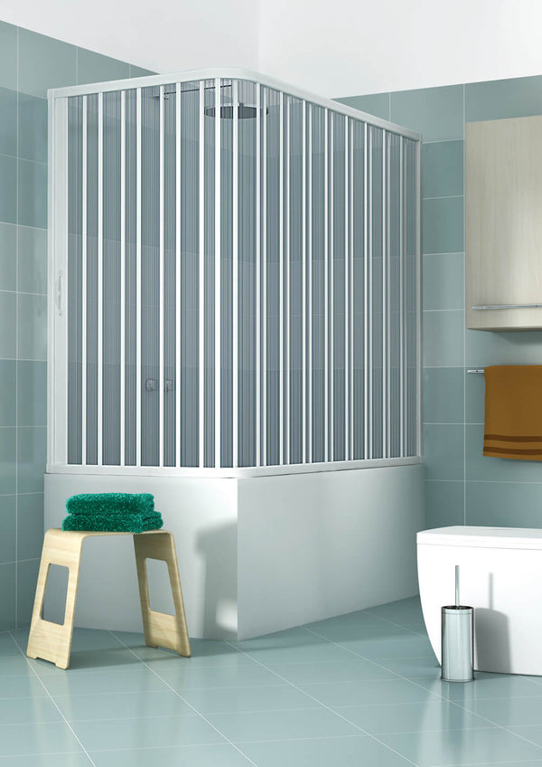 online Trennwand für Badewanne, 2 Seiten, 1 Falttür, eckige Öffnung, aus PVC H150 Caldoni Komet