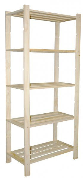 acquista Scaffale 5 ripiani a doghe 70x30x170 cm in Legno di Pino Naturale