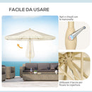 Ombrellone da Giardino 260x240 cm a Manovella Inclinabile in Poliestere e Metallo Crema  