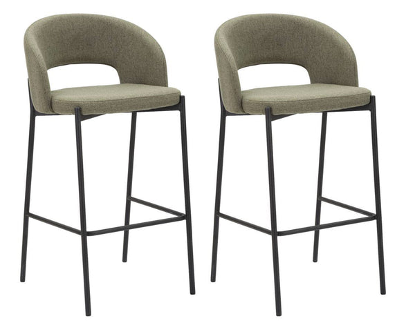 online Set 2 Sgabelli Bar Helsinki 50x99x52 cm in Tessuto Verde/Nero