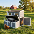 Pollaio 100x86x100 cm con Nido a 3 Cubi Tetto Impermeabile e Vassoio Estraibile per 2-4 Galline in Legno di Abete Grigio Chiaro      