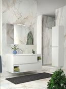 Mobile da Bagno Sospeso con Lavabo 100 cm e Specchio Dany Bianco Frassino      