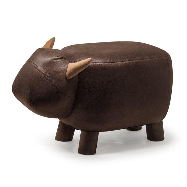 sconto Hocker Pouf Fußstütze für Kinder 50 x 23 x 27 cm Bison Brown Divina Home