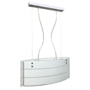 Sospensione 2xE27 Montatura Bianco Vetro Lastra Serigrafato Bianco 2 Righe E-Energy Luce