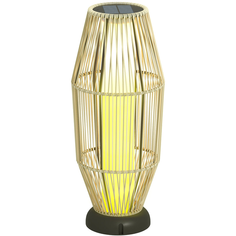 Lampada Solare da Terra da Giardino Ø26x72 cm con Illuminazione LED in PE Rattan e Acciaio Grigio  