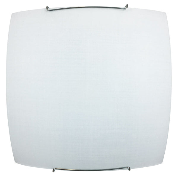 prezzo Deckenleuchte 2xE27 Chrom Haken Siebdruck Glasplatte Weißer Stoff E-Energy Rachele