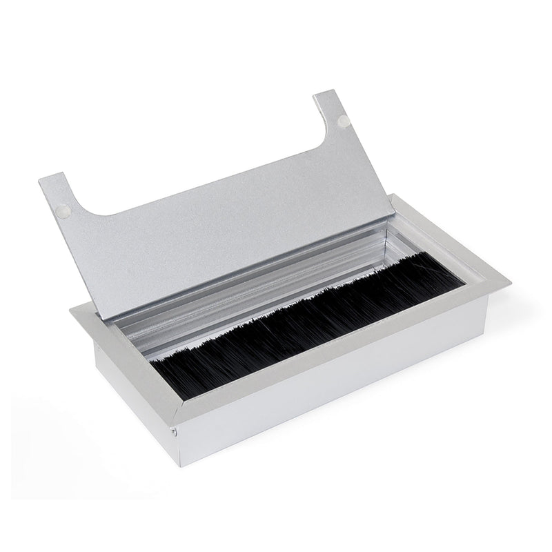 Set 5 Passacavi Rettangolari da Incasso per Scrivania 16x8 cm in Alluminio Emuca