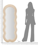 Specchio da Muro Miki Velluto Crema 60x4x160 cm in MDF e Poliestere e Specchio Crema      