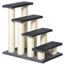 Scaletta per Cani e Gatti a 4 Gradini 60x40,5x59 cm con Rivestimento in Peluche e Pali Graffiatoio in Sisal Grigio      