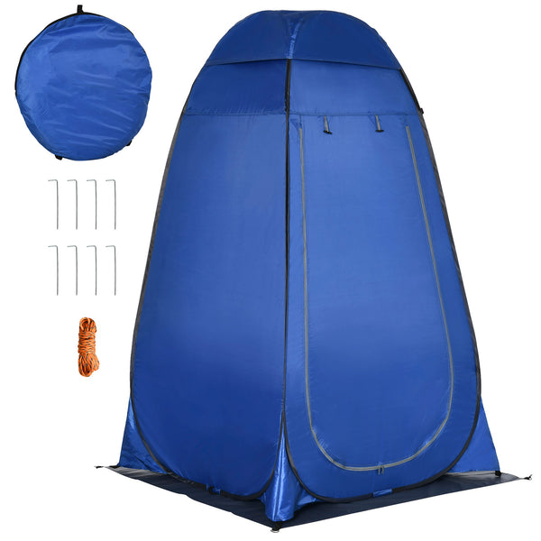 sconto Tenda da Doccia Pop Up Impermeabile 126x124x189 cm con Porta a Cerniera Blu Scuro