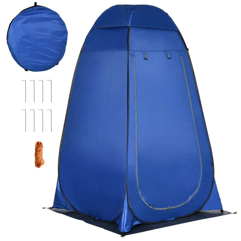Tenda da Doccia Pop Up Impermeabile 126x124x189 cm con Porta a Cerniera Blu Scuro   