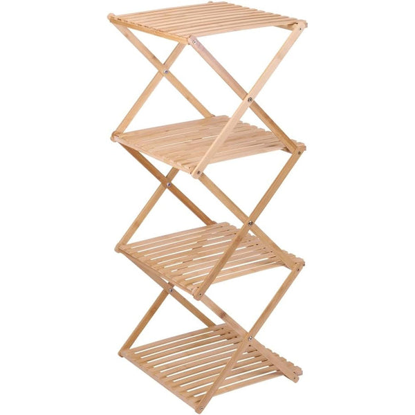 Colonna Bagno 4 Ripiani Pieghevole Salvaspazio 40x33,5x93,5 cm in Bambù Alpina sconto