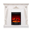 Camino Elettrico da Pavimento 103,5x110x30 cm Effetto Fiamma 1600W Napoli & Corsica Bianco