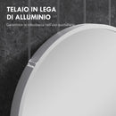 Specchio Bagno Ovale da Parete con Cornice in Alluminio 60x90 cm Verticale o Orizzontale Argento