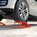 Set di 2 Rampe per Auto 83,5x30,5x27 cm Antiscivolo in Acciaio Rosso      