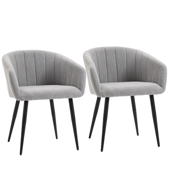 Set mit 2 gepolsterten Stühlen 62 x 56 x 76 cm in hellgrauem Stoff in Leinenoptik prezzo