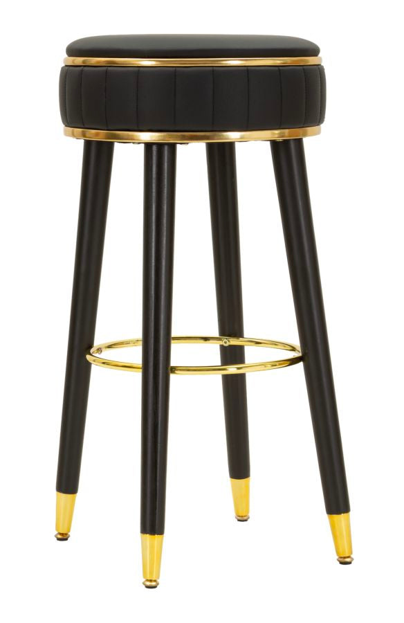 Sgabello Bar London Nero Ø38x74 cm in Pino e MDF e Spugna e Metallo e PU acquista