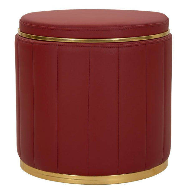 Puff con Contenitore London Rosso Ø46,5x44 cm in Pino e MDF e Spugna e Metallo e PU online