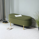 Panca Contenitore Ovale 108x44x43,5 cm da 72L in Tessuto Effetto Velluto Verde  