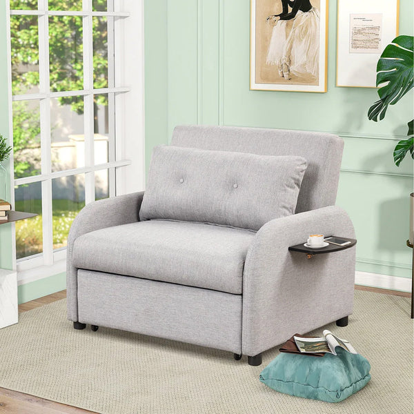 prezzo Poltrona Letto Singolo Trasformabile 105x94x86 cm in Tessuto Lino Sfoderabile Grigio Chiaro