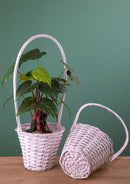 Set 3 Cesti in Materiale Rattan Willow con Manico H 55 cm