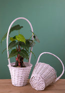 Set 3 Cesti in Materiale Rattan Willow con Manico H 55 cm