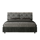 Letto Matrimoniale con Testata e Alzata Comoda Imbottito in Tessuto Agata Mados Blu Varie Misure