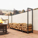 Legnaia da Esterno 235x31x116 cm con Telo Impermeabile e Struttura Regolabile in Metallo Nero      