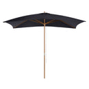 Ombrellone da Giardino 2x3 m Palo Ø38 mm Rettangolare in Legno e Poliestere Nero