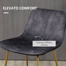 Set 2 Sgabelli da Bar con Schienale e Poggiapiedi  48x56,5x103 cm in Tessuto Vellutato Grigio