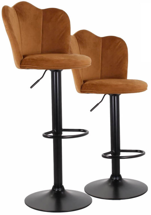 Set mit 2 Hockern 38 x 38 x 60/80 cm in Camel Black Base Velvet online