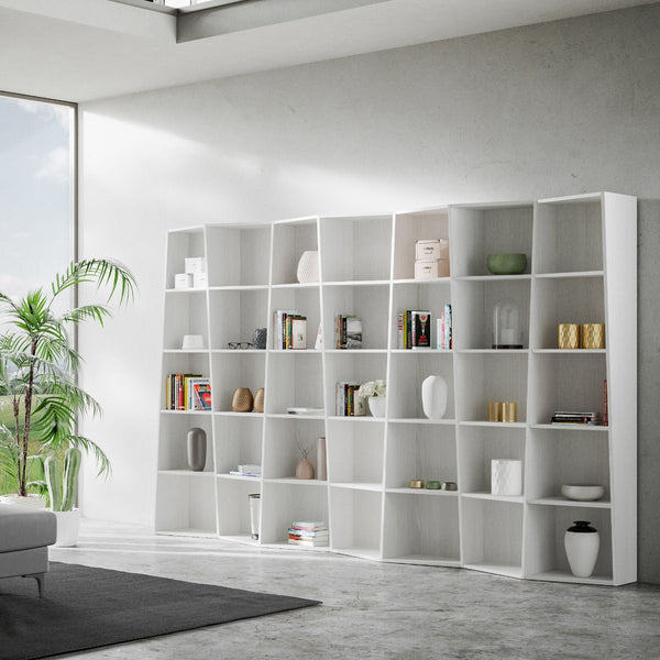 sconto Libreria Moderna 7 Elementi 5 Ripiani Trek Bianco Frassino