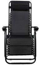 Set 2 Sedie Sdraio Zero Gravity Reclinabili Pieghevoli in Ferro e Textilene Nere