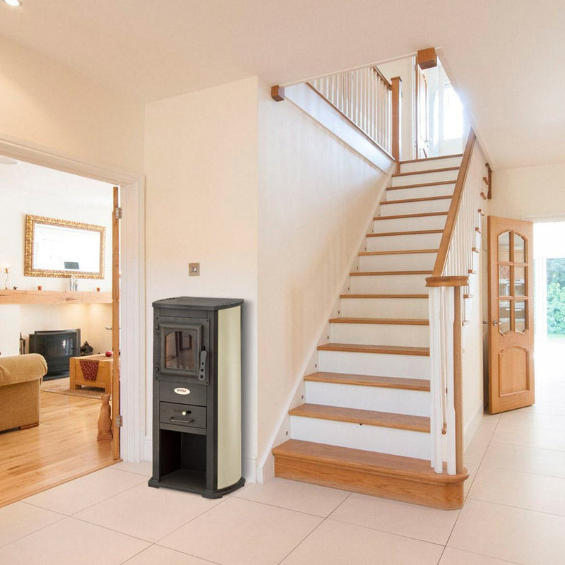 Stufa a Legna 7kW 120 m3 in Acciaio Beige