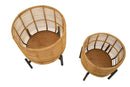 Set 2 Portavasi Ø41x47-33x39 cm in Metallo e Rattan